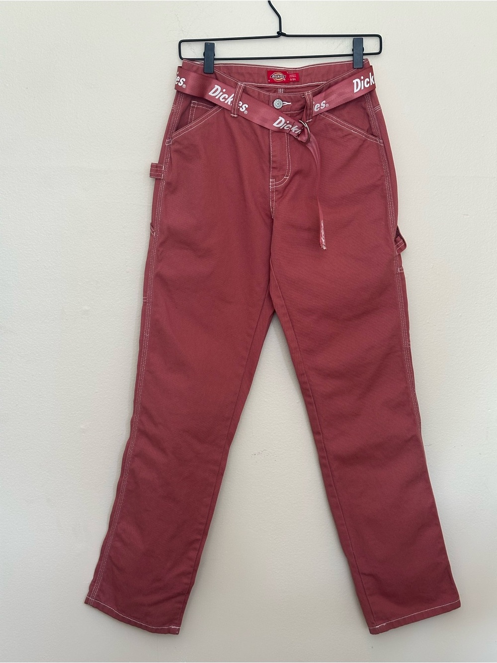Dickies Pink Carpenter Pants w/ Logo Belt NWOT Size 0/24
